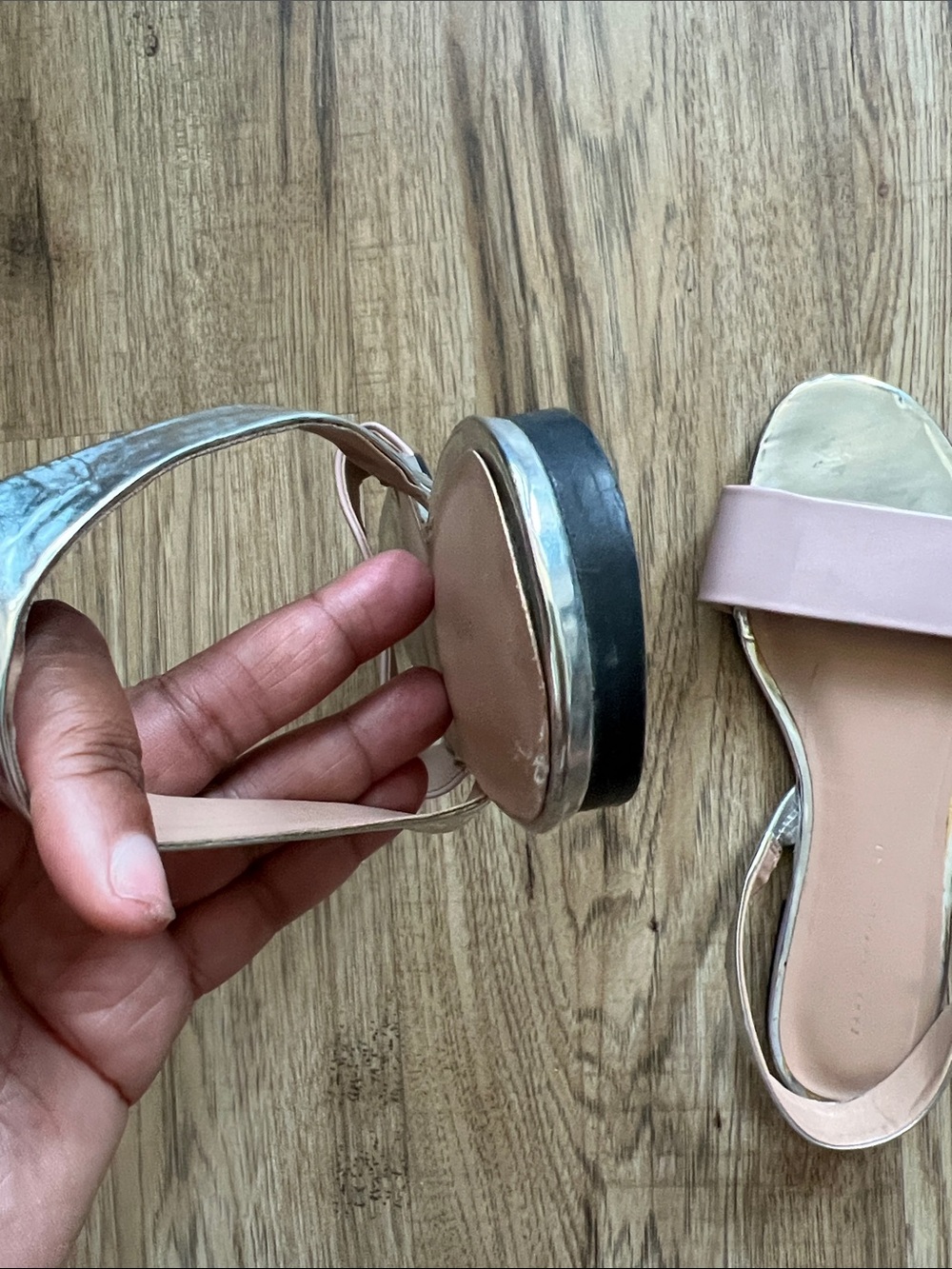 Zara Blush Pink Slide Sandals with Silver Accents Size 41 or 10 - Picture 5 of 7